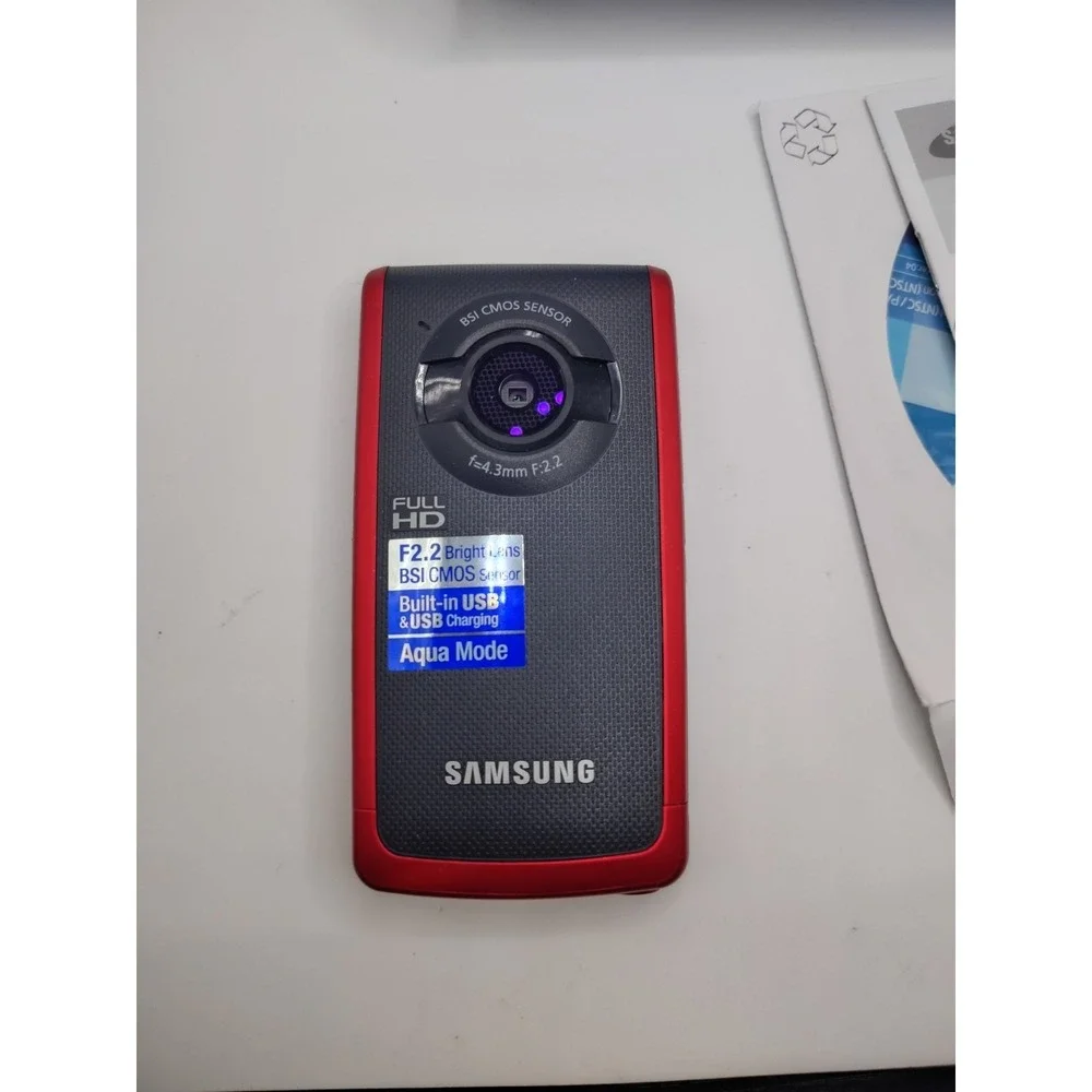 Samsung HMX-W200 Waterproof HD Camcorder 1080p Rugged Red Tested Working